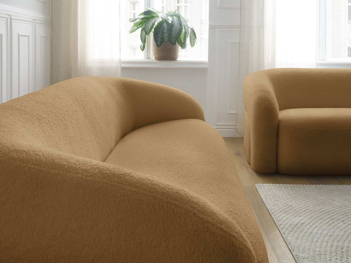 Bobochic Elina Sofa 5-Sitzer Bouclé-Stoff Gelb