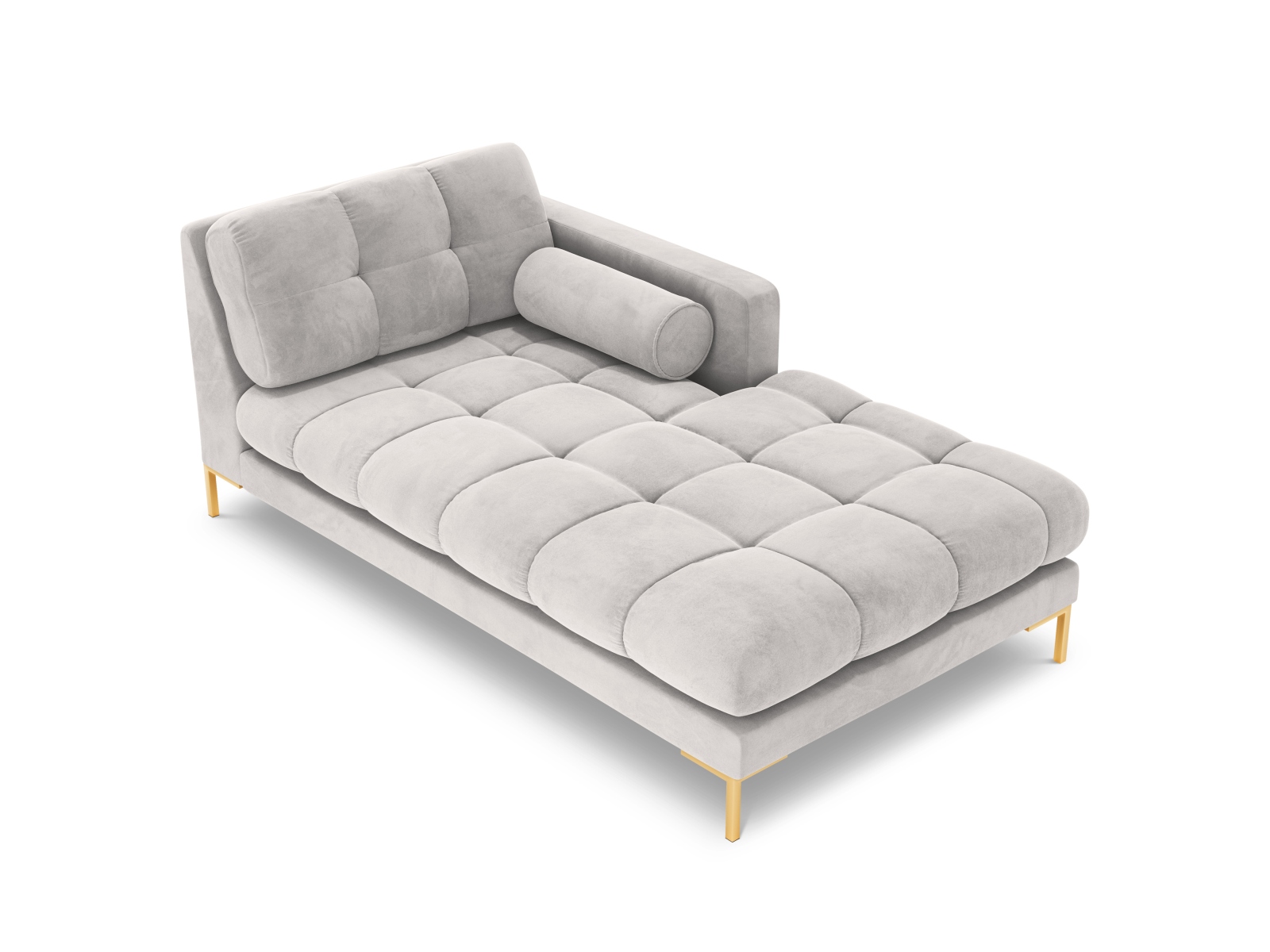 Cosmopolitan Design Chaiselongue Bali Samt Bluvel Silber Rechts Beine Gold
