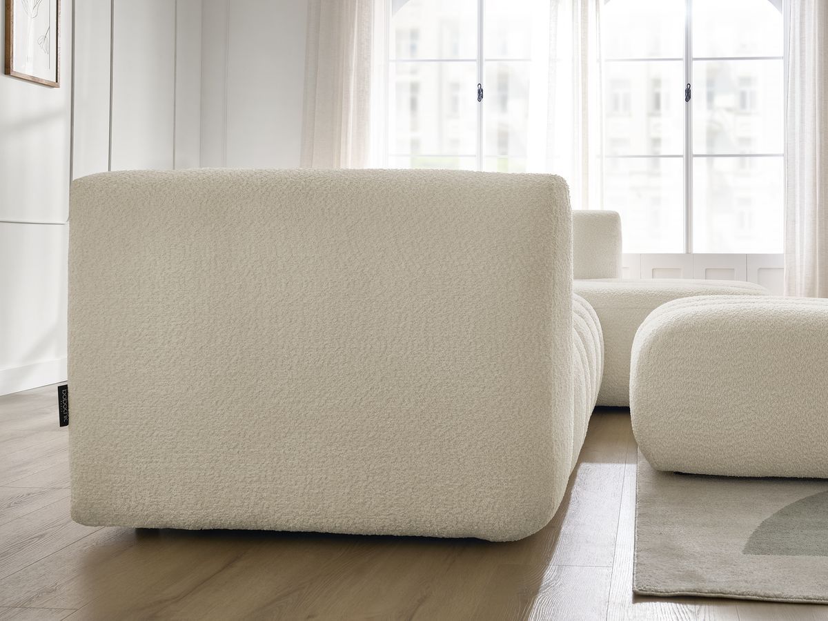 Bobochic Talia Ecksofa mit Pouf Bouclé-Stoff Beige Ecke rechts