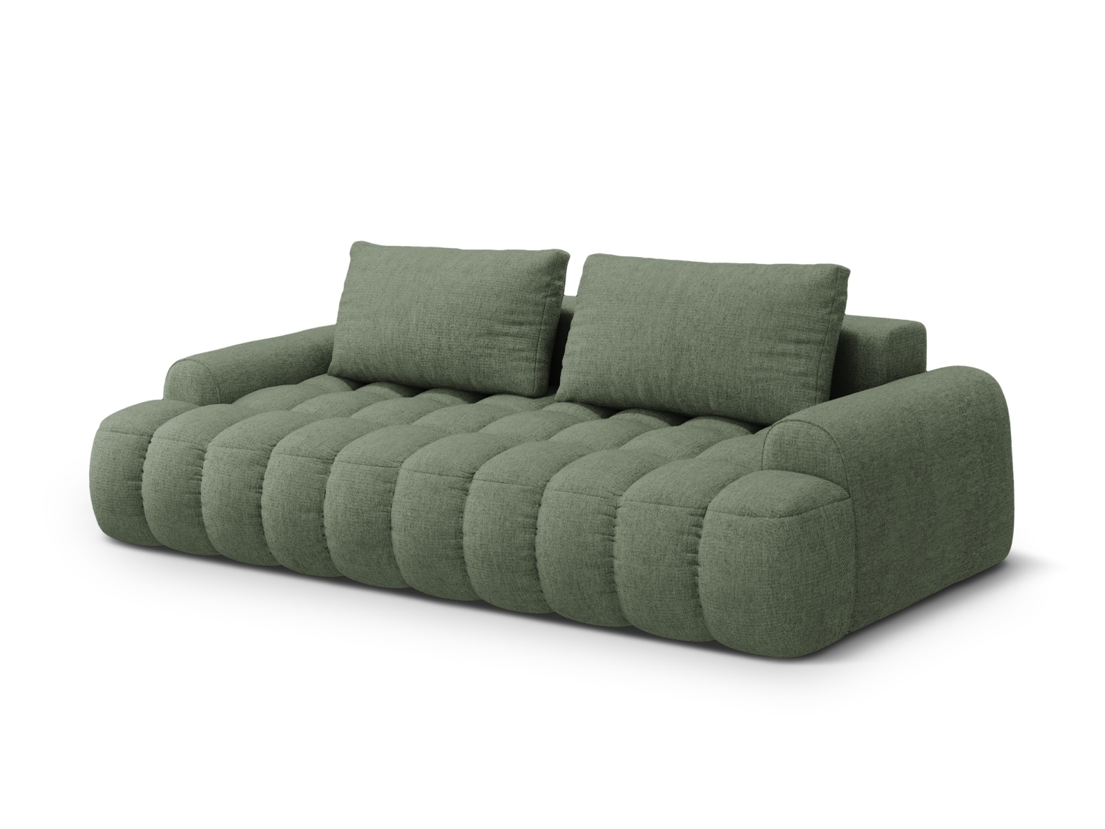 Cosmopolitan Design Schlafsofa Linz 4-Sitzer mit Bettkasten Strukturierter Stoff Sorella Dunkles Olivgrün