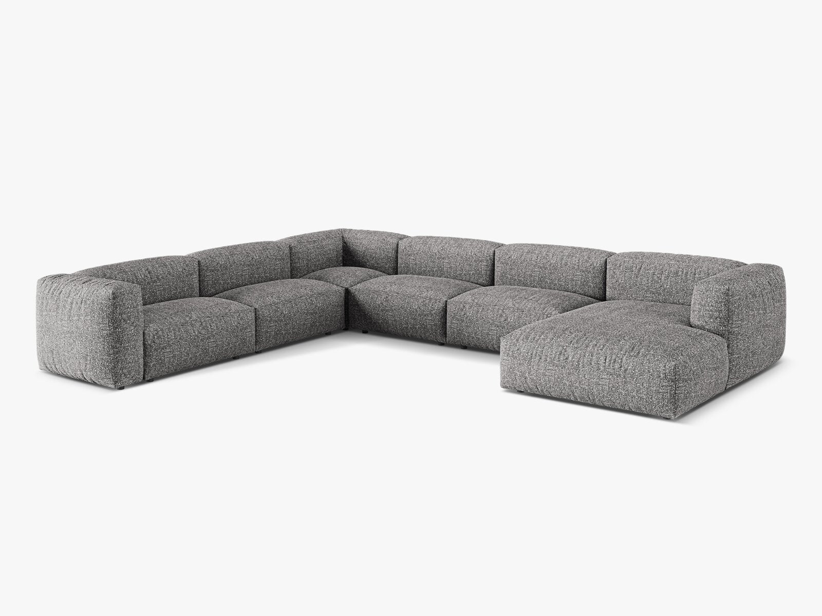 Micadoni modulares Ecksofa XL Martina 6-Sitzer Links Boucle Monet Graphit