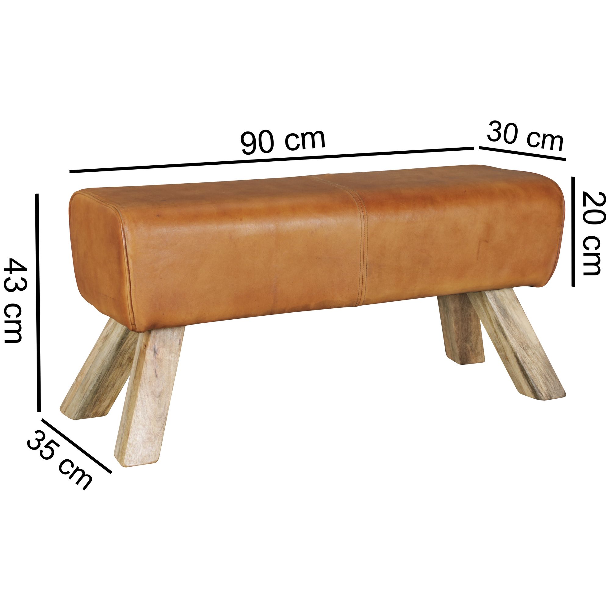Sitzbank Tisvilde Echtleder Braun 90 × 30 × 43 cm