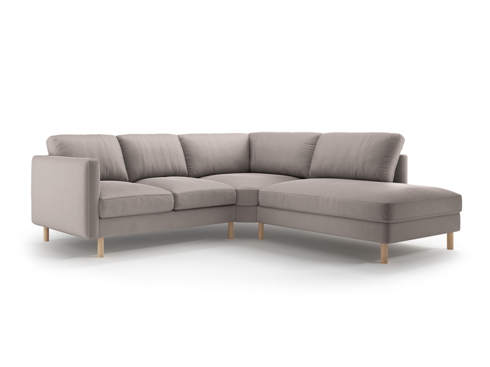 Micadoni Symmetrisches Ecksofa Eden 4-Sitzer Rechts Samt Warmes Grau
