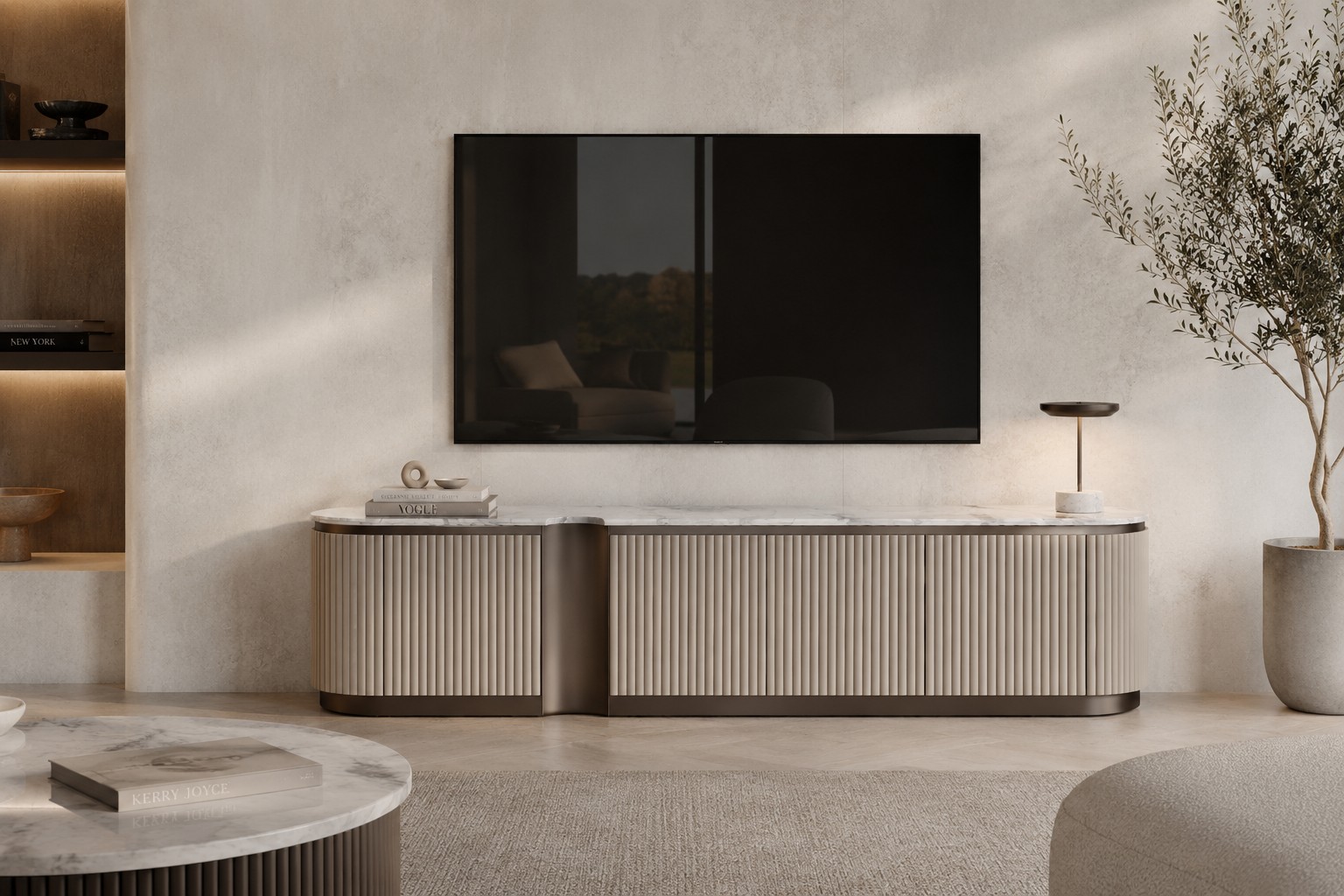 Livin Hill TV-Kommode Stilig Kunstmarmor Weiß/Grau