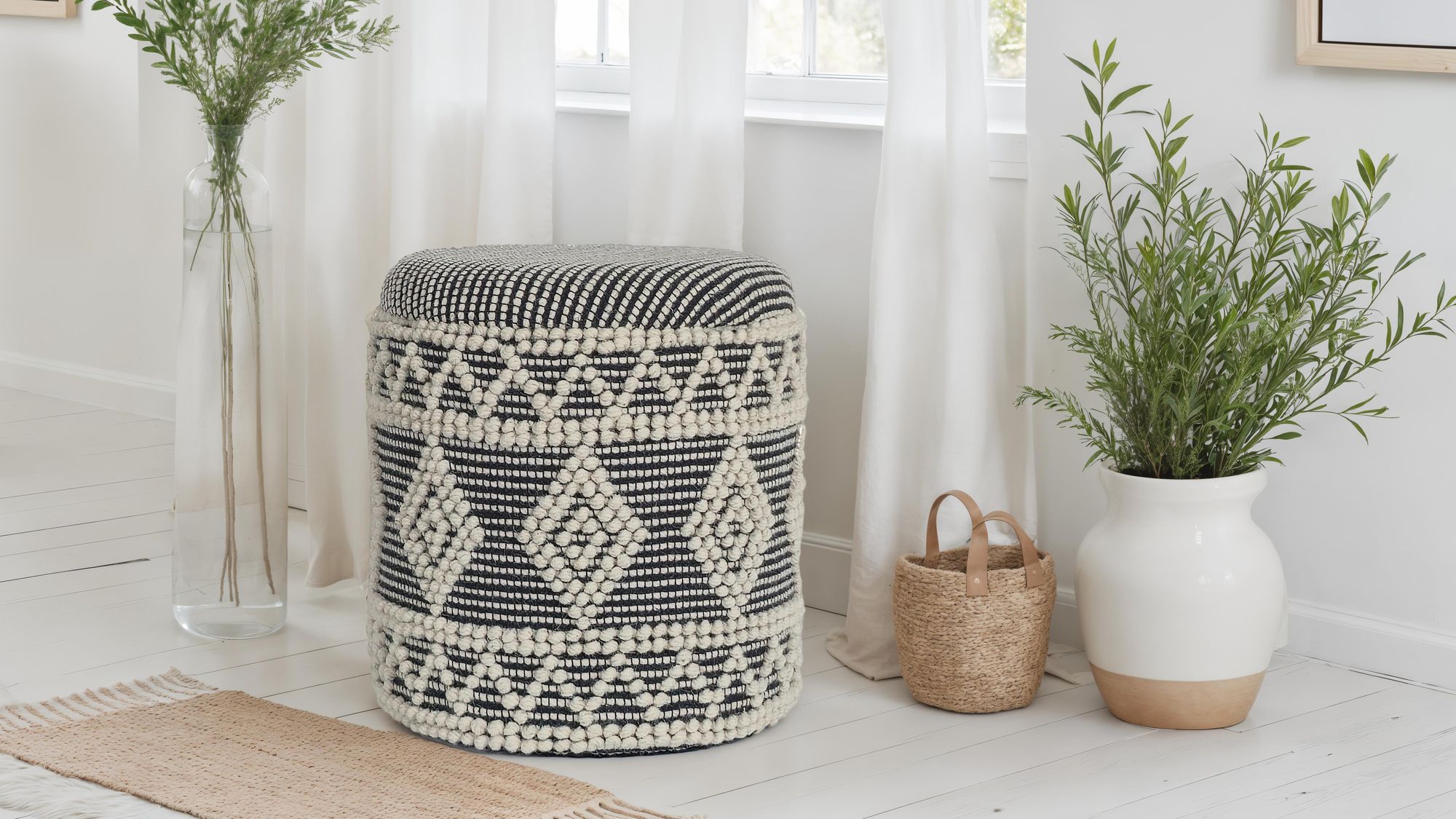 Sitzhocker Oppegard Stoff Grau Ø 40 cm