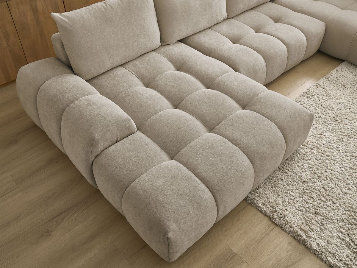 Bobochic Everest Wohnlandschaft, 6 Kissen Strukturstoff Taupe Ecke links