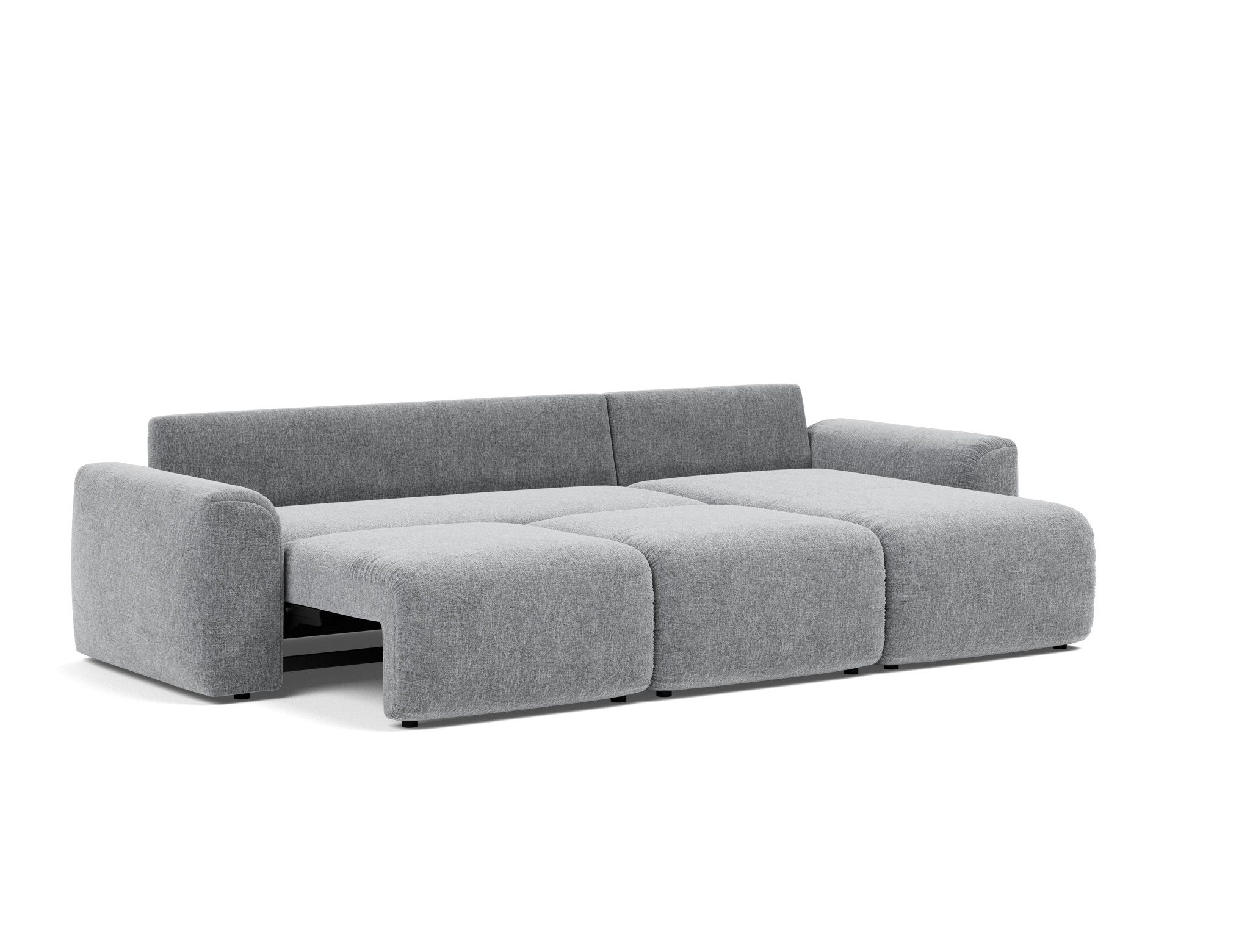 Schlafsofa Norum mit Chaiselongue und Chunky-Armlehnen Strukturierter Stoff Twist 565-Granite