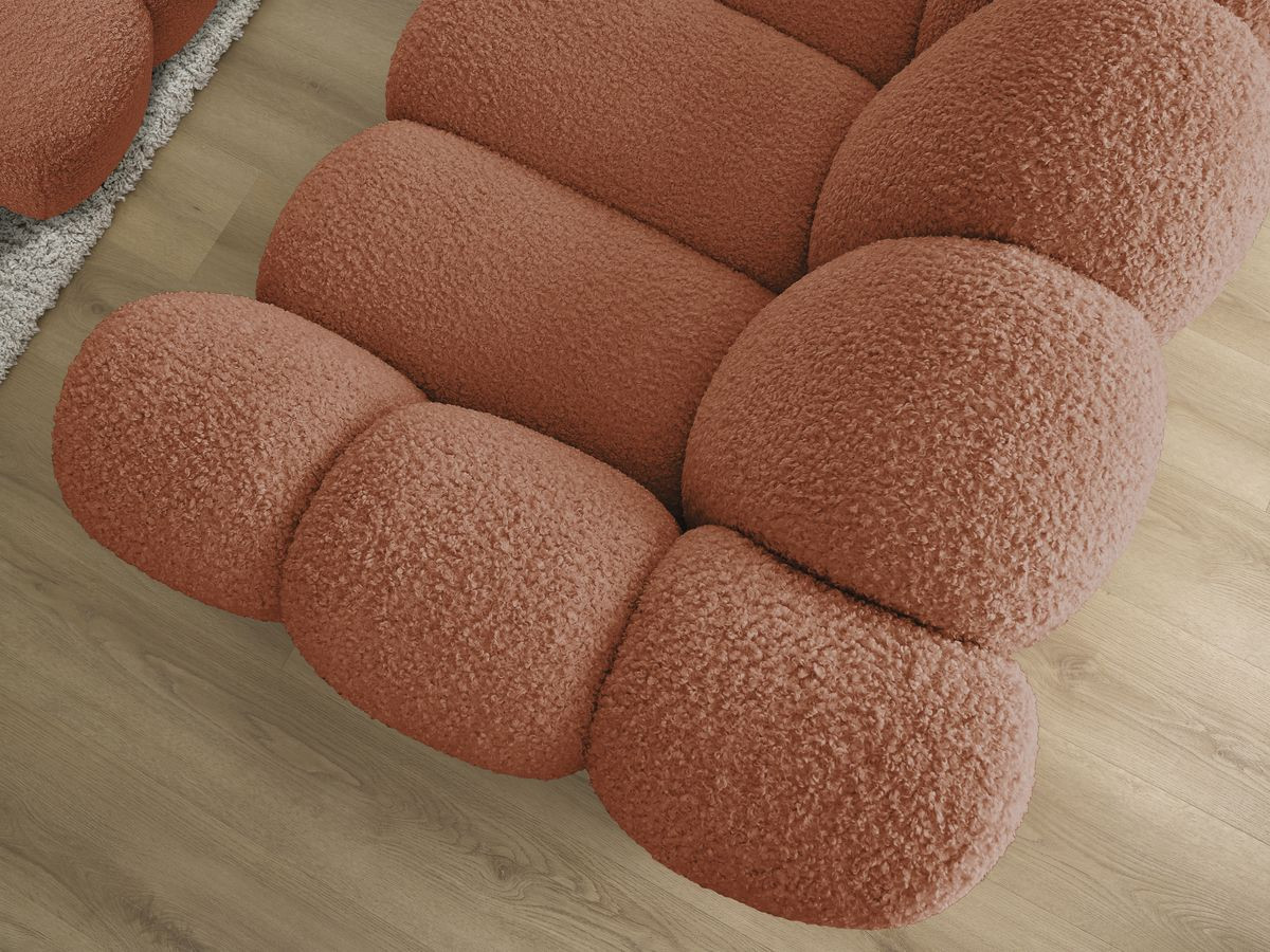 Bobochic Hippolyte Sofa 3-Sitzer mit Pouf Bouclé-Stoff Orange