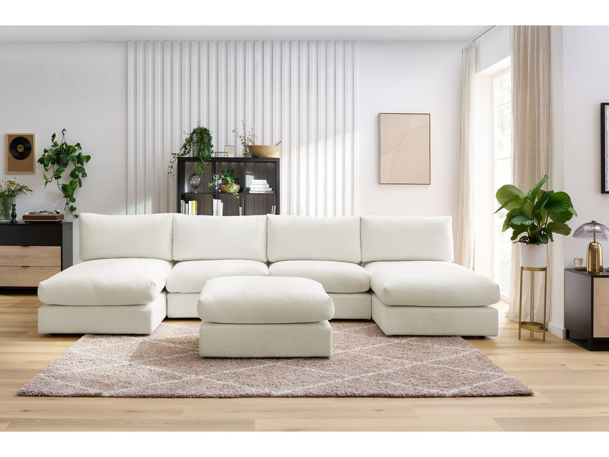 Bobochic Paris Wohnlandschaft Bouclé-Stoff Weiß