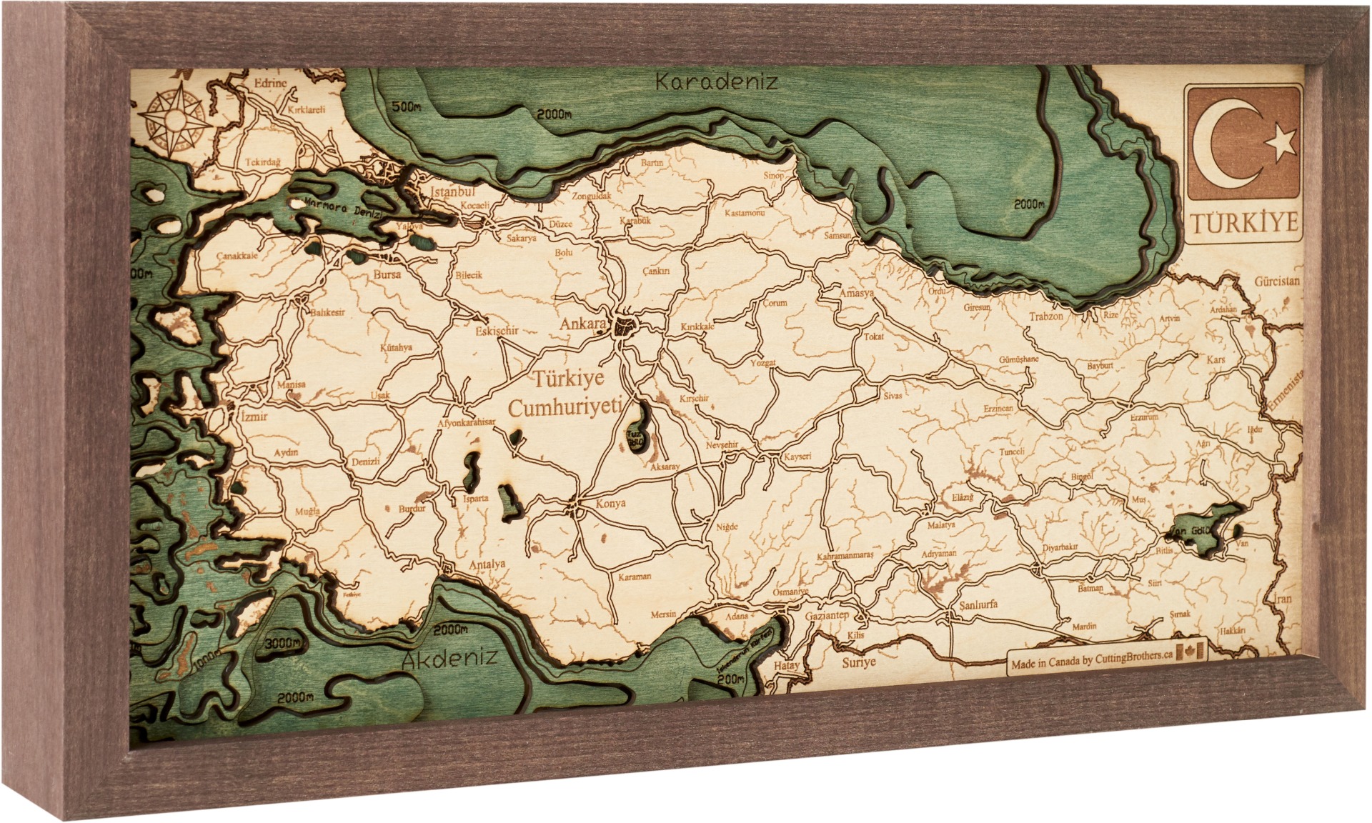 Cutting Brothers 3D Holz-Wandkarte Türkei Türkiye 40.5 x 20 moebelfaktor