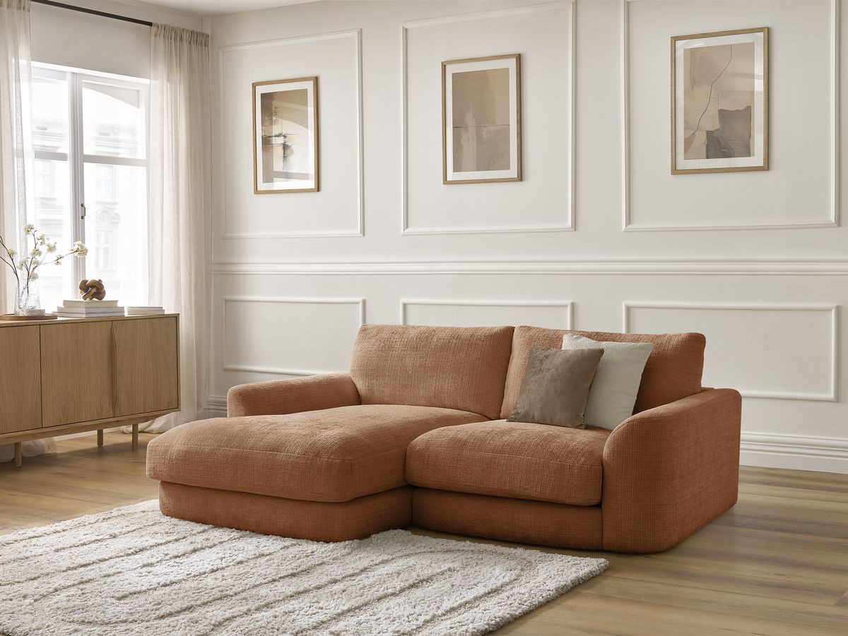 Bobochic Leonore Ecksofa Strukturstoff Orange Ecke links