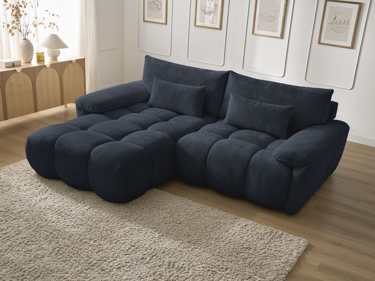 Bobochic Ivane Ecksofa Strukturstoff Dunkelblau Ecke links