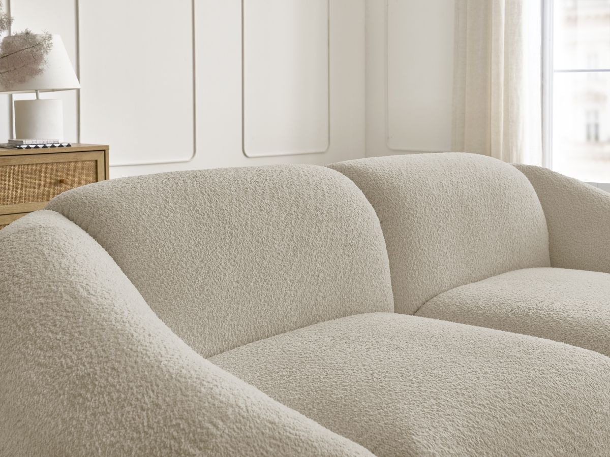 Bobochic Tina Sofa 2-Sitzer Bouclé-Stoff Beige