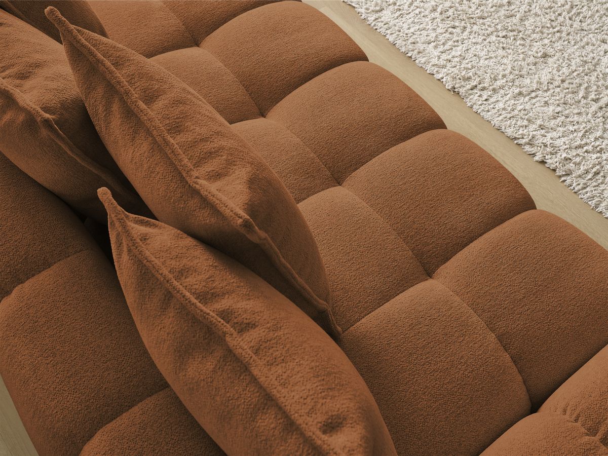 Bobochic Everest Sofa 3-Sitzer, 5 Kissen Melange-Stoff Orange