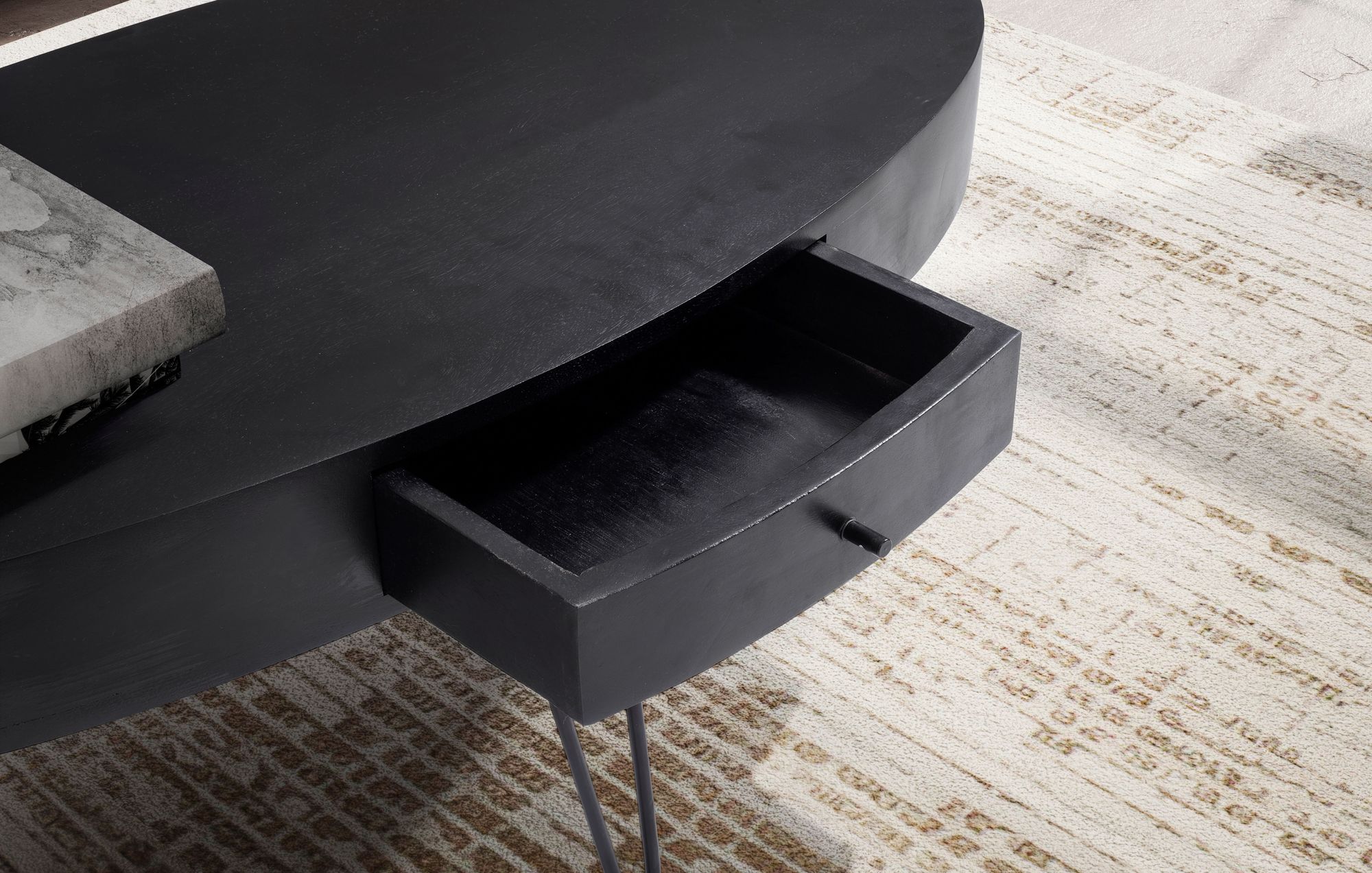 Couchtisch Eidanger Mango Massivholz Schwarz 100 × 50 × 40 cm