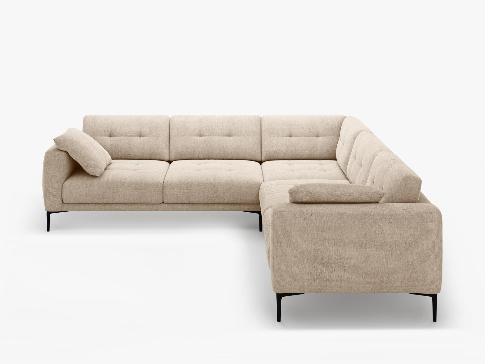 Micadoni Ecksofa Bemy 5-Sitzer Strukturierter Stoff Sand