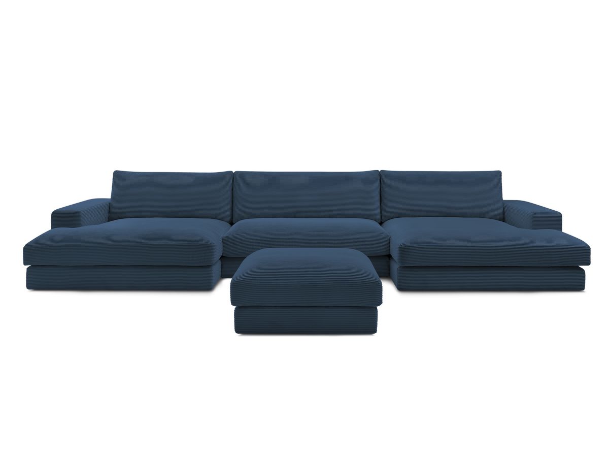 Bobochic Leonard Wohnlandschaft mit Pouf 404 × 159 cm Cordsamt Dunkelblau