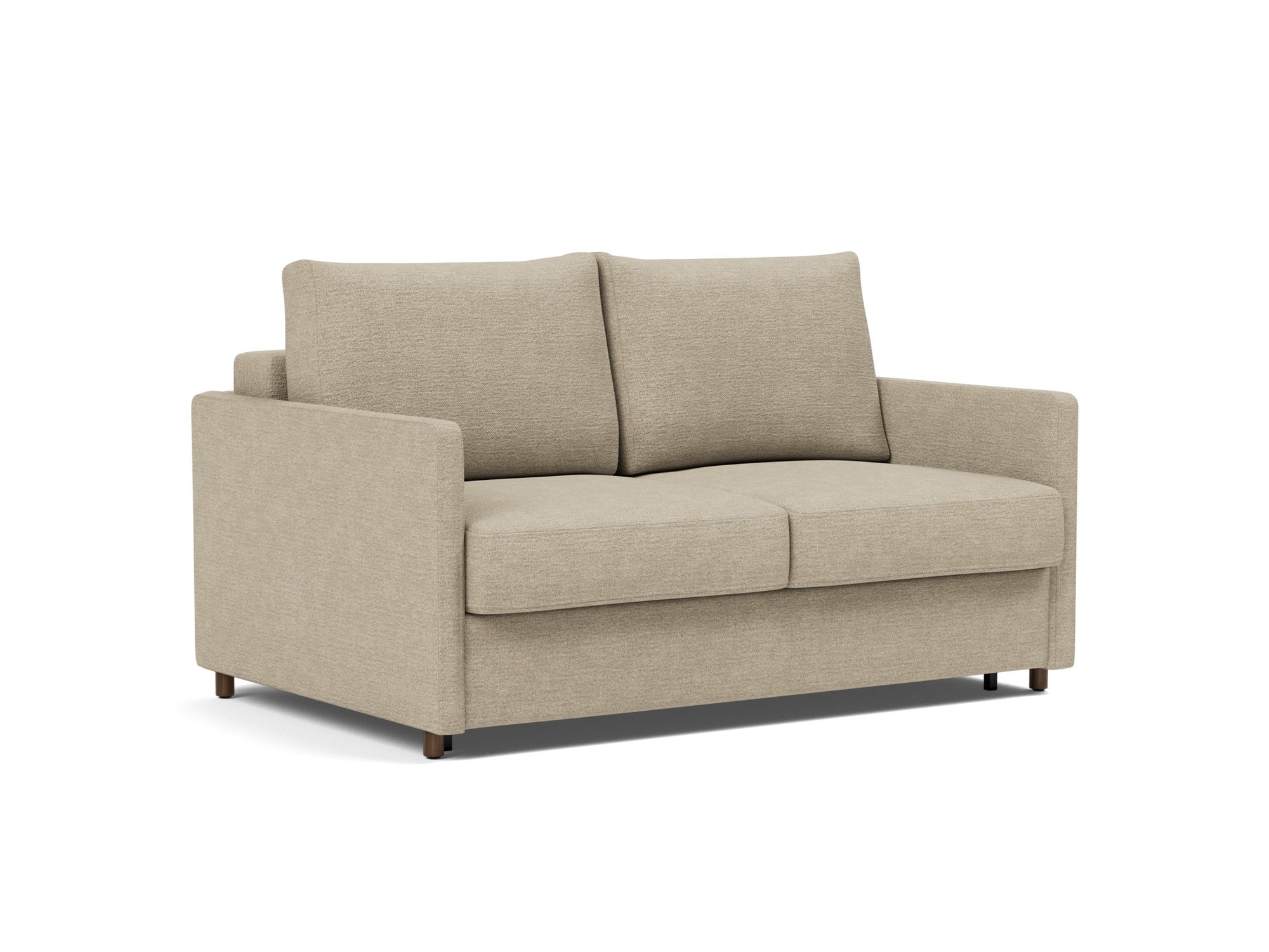 Schlafsofa Neah mit Slim-Armlehnen 140 Strukturierter Stoff Taura 356-Sand