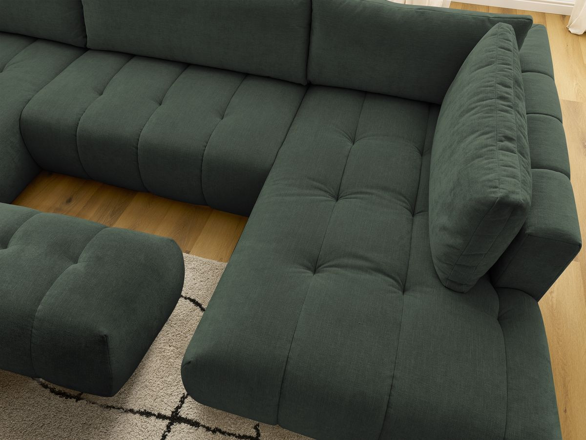 Bobochic Fuji Wohnlandschaft mit Pouf Stoff Grün Ecke links