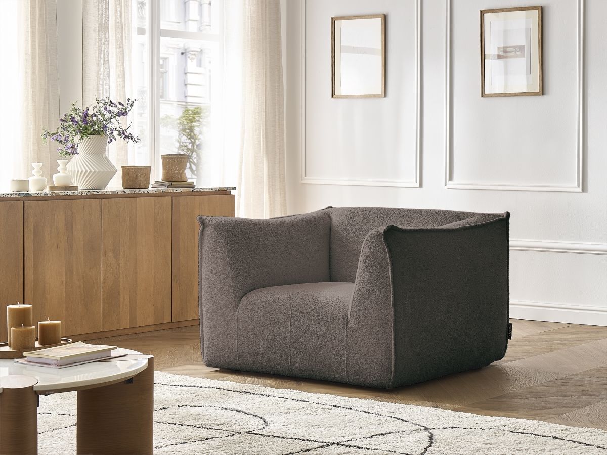 Bobochic Giorgia Sessel Bouclé-Stoff Braun