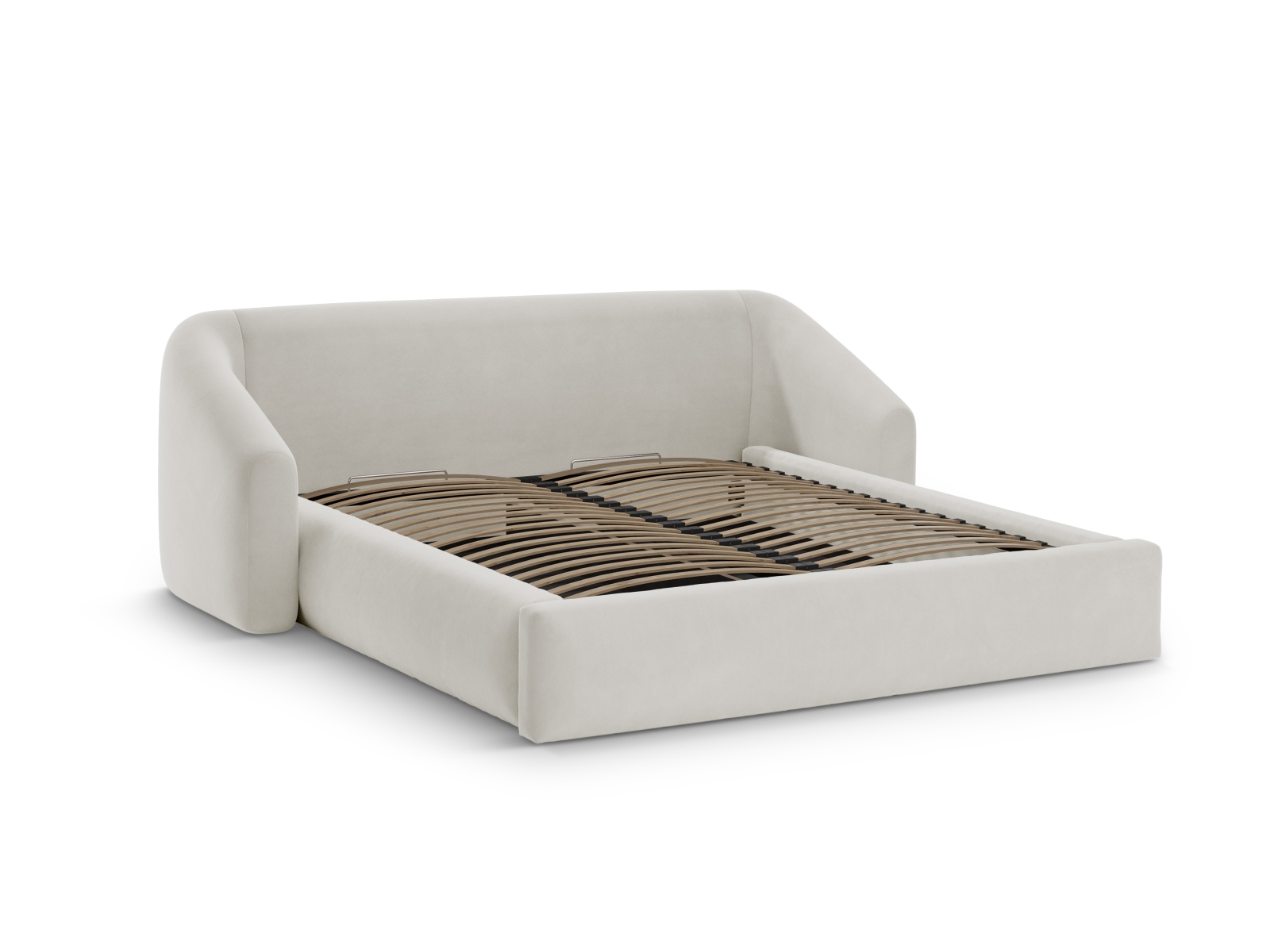 Cosmopolitan Design Stauraumbett mit Kopfteil Campi 200x200 Samt Bluvel Dunkelbeige