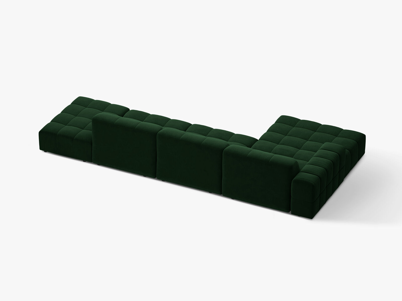 Micadoni Ecksofa Jennifer 5-Sitzer Links Samt Bluvel Flaschengrün