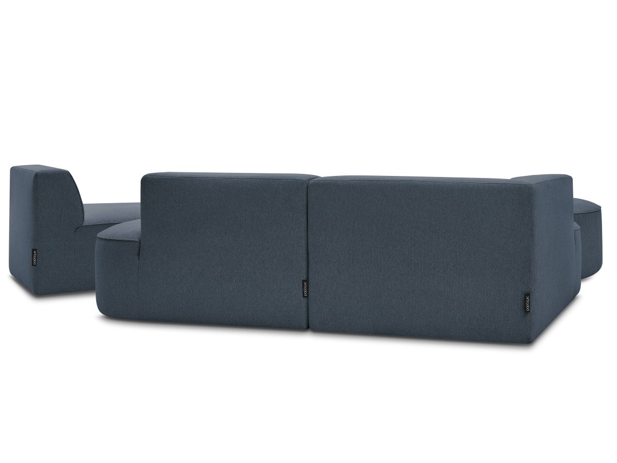 Bobochic Rousseau Ecksofa mit Sofamodul und Pouf Melange-Stoff Dunkelblau Ecke links