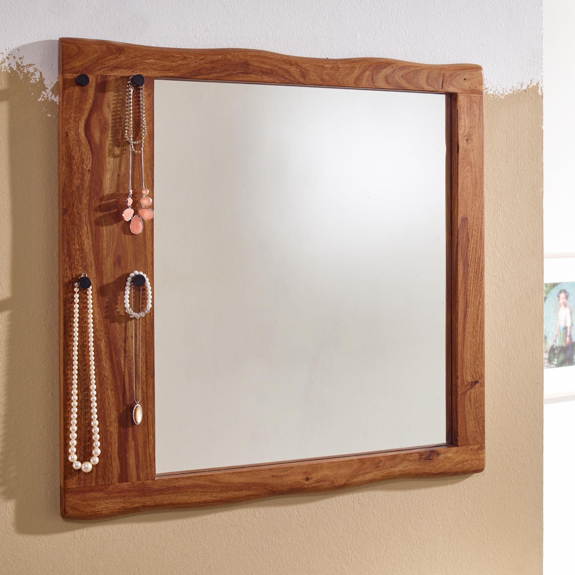 Wandspiegel Raufarhofn Massivholz Dunkelbraun 80 × 3 × 80 cm