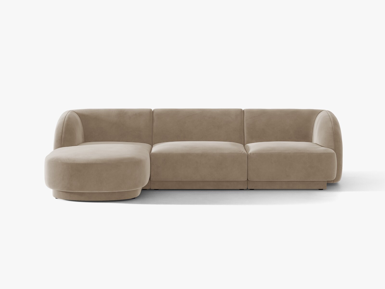 Micadoni Ecksofa Miley 4-Sitzer Links Samt Bluvel Cappuccino