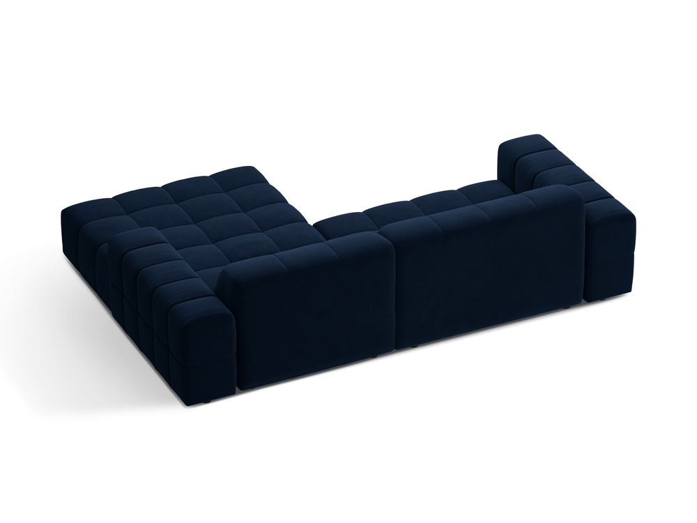 Cosmopolitan Design Ecksofa Chicago 3-Sitzer Samt Bluvel Königsblau Rechts