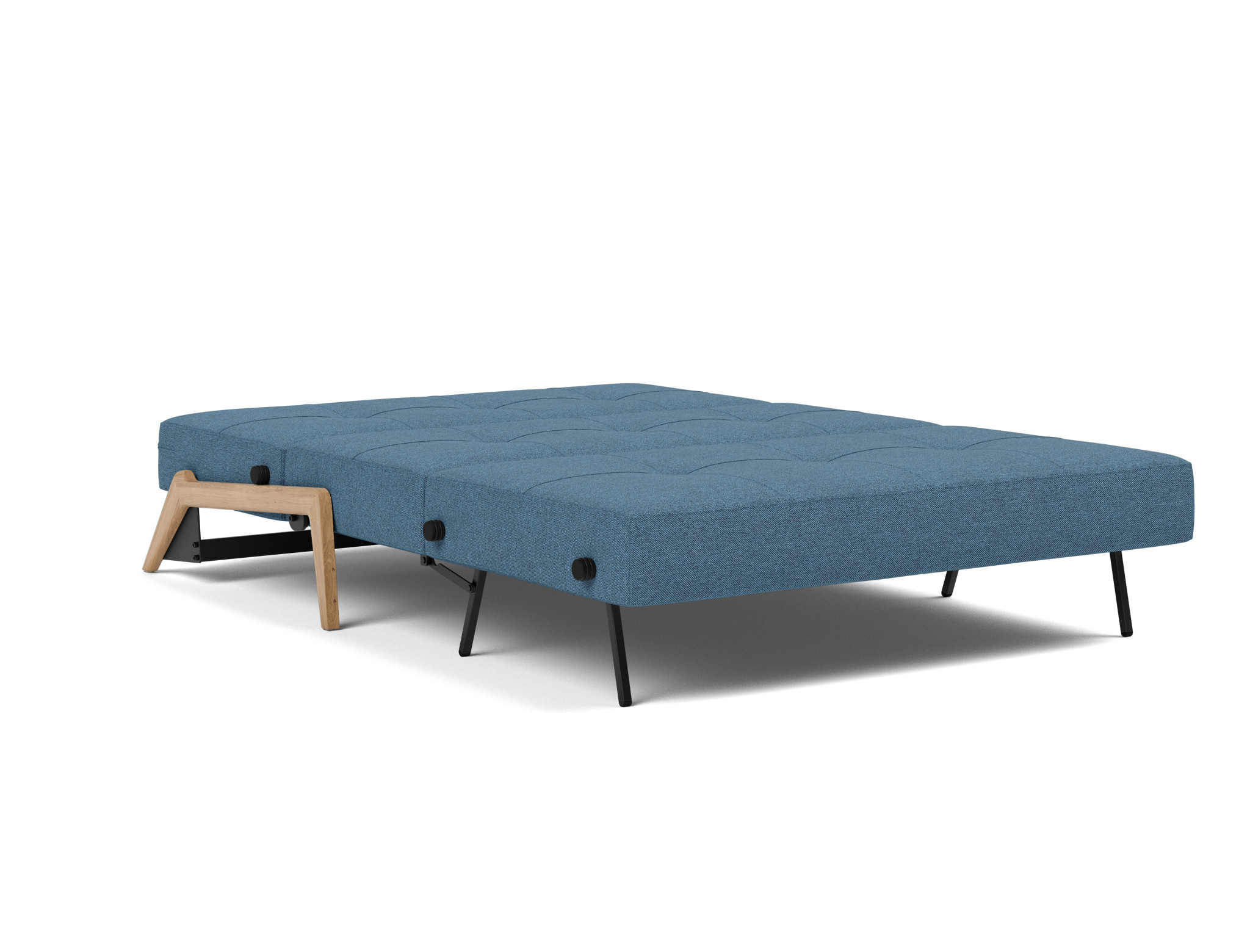 Schlafsofa Cubed 140 Strukturierter Stoff Weda 302-Weda-Blue Beine Eiche