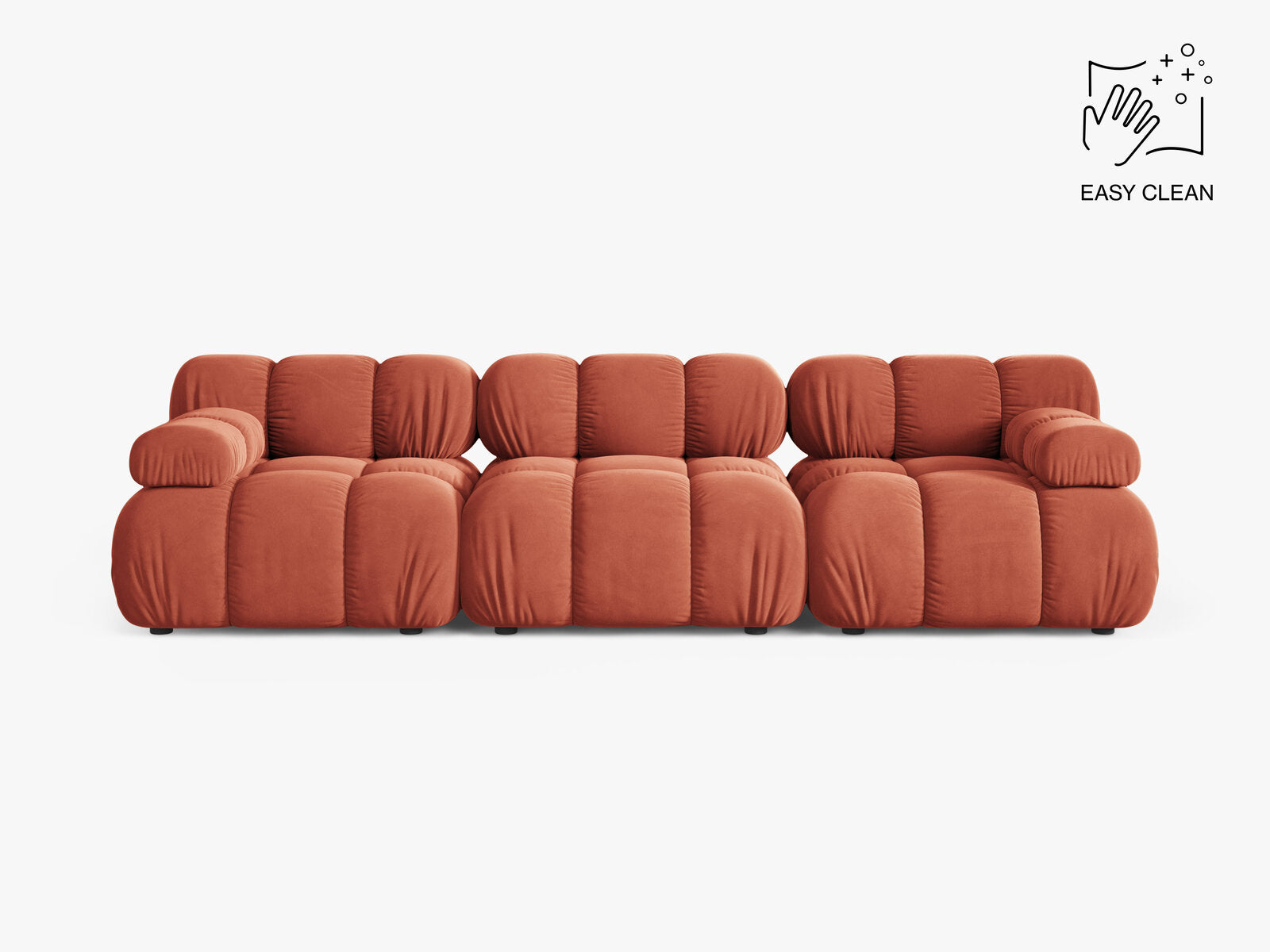 Micadoni Modulares Sofa Bellis 3-Sitzer Samt Venus Koralle
