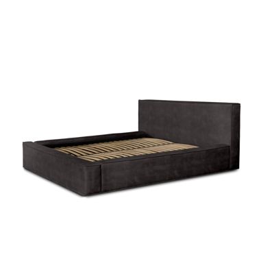 Polsterbett Delano Samtstoff 140x200 mit Holzrahmen Macau Anthracite