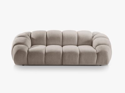 Micadoni Sofa Diana 3-Sitzer XL Strukturierter Samtstoff Bubble Dunkelbeige