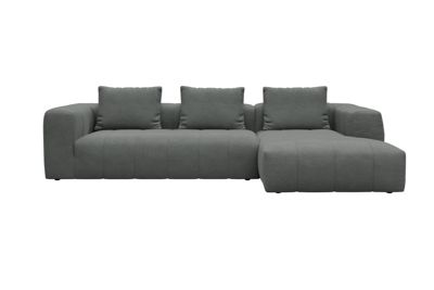 Ecksofa Hugo 2,5-Sitzer mit Chaiselongue rechts Strukturierter Stoff Satya 440-Steel-Grey