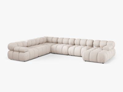 Micadoni Modulares Panorama Ecksofa Bellis 8-Sitzer Strukturierter Stoff Liberty Beige Links