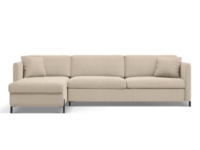 Micadoni Schlaf-Ecksofa Gloria 5-Sitzer Strukturierter Stoff Bjorn Beige Links