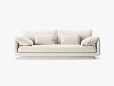 Micadoni Sofa Torino 3-Sitzer Strukturierter Stoff Wind Elfenbein