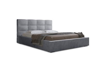 Polsterbett Navo Samtstoff 140x200 mit Holzrahmen Macau Ash
