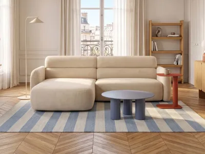 Cosmopolitan Design Ecksofa Malmo 3-Sitzer Samt Bluvel Helles Beige Links