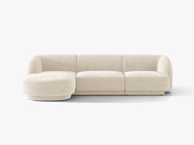 Micadoni Ecksofa Miley 4-Sitzer Chenille Eden Elfenbein Links