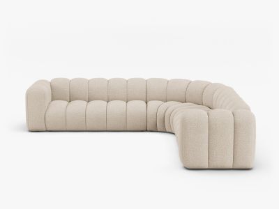 Micadoni symmetrisches Ecksofa Lupine 5-Sitzer Boucle Baloo Beige