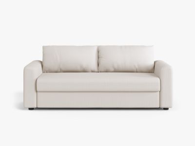 Micadoni Sofa mit Schlaffunktion David 3-Sitzer Strukturierter Stoff Babel Weiß