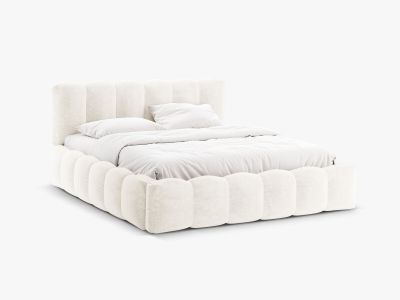 Micadoni Stauraumbett mit Kopfteil Lupine Chenille Loris Helles Beige
