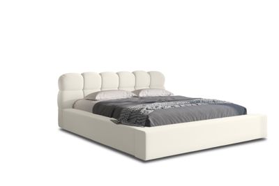 Polsterbett Vento-New Samtstoff 140x200 mit Holzrahmen Piano 01 Ecru