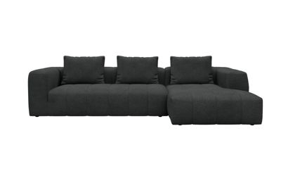 Ecksofa Hugo 2,5-Sitzer mit Chaiselongue rechts Boucle Skandi 529-Charcoal