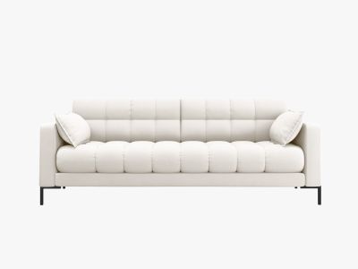 Micadoni Sofa Mamaia 3-Sitzer Strukturierter Stoff Neve Helles Beige
